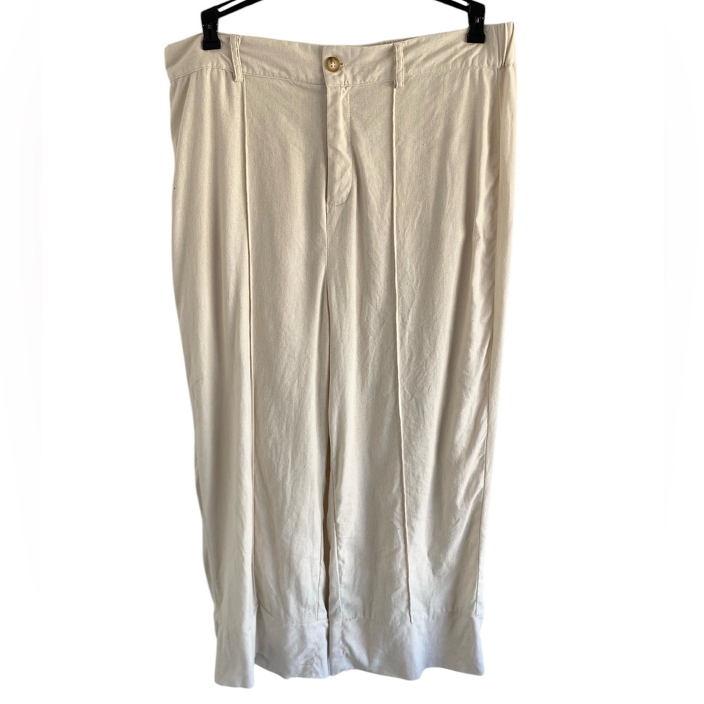 Joie high waist wide leg linen cropped pant